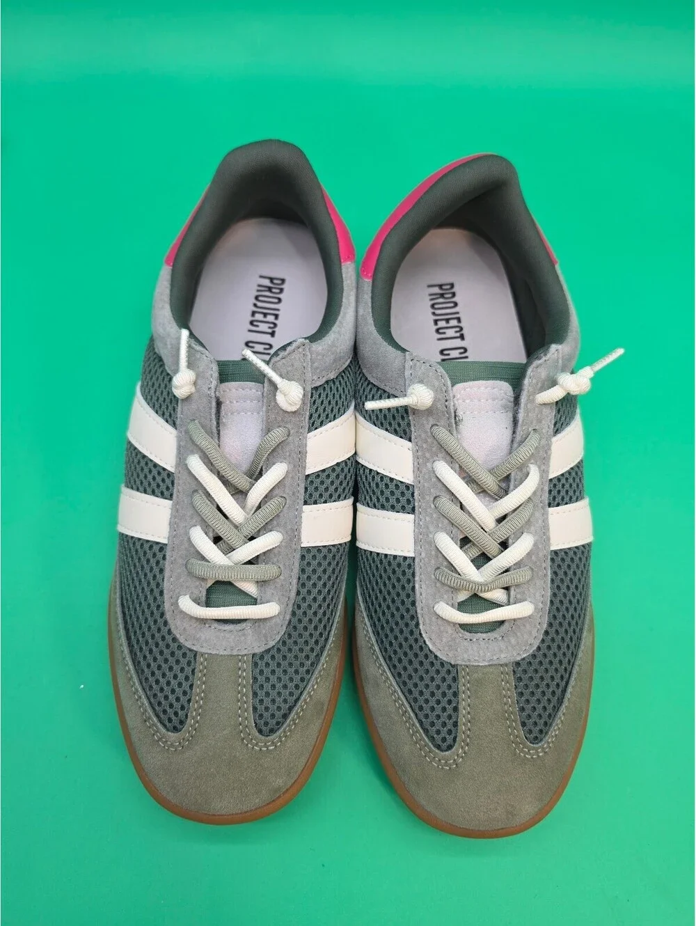 Project Cloud Men's Retro Gum Sole Sneakers Gray Green Mesh Size 9